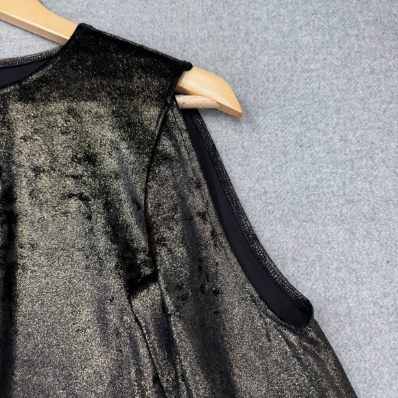 Show Me Your Mumu Gold Metallic Black Cold Shoulder Teddy Tunic XS Party Shiny - Picture 7 of 12